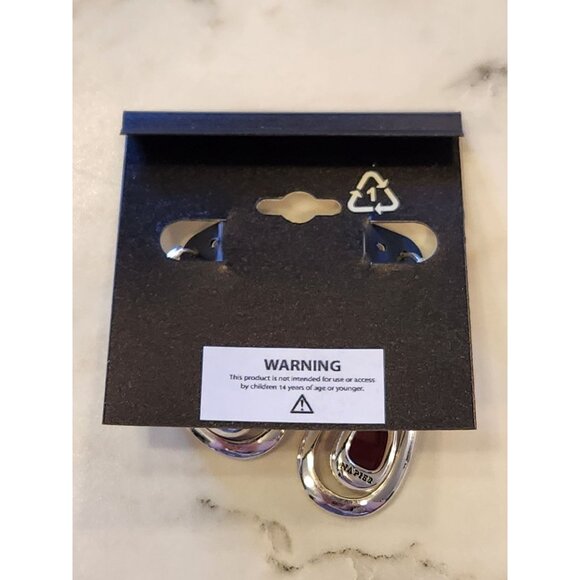 Napier Silver-Tone Tear Drop Earrings With Faceted Accents - Picture 3 of 5